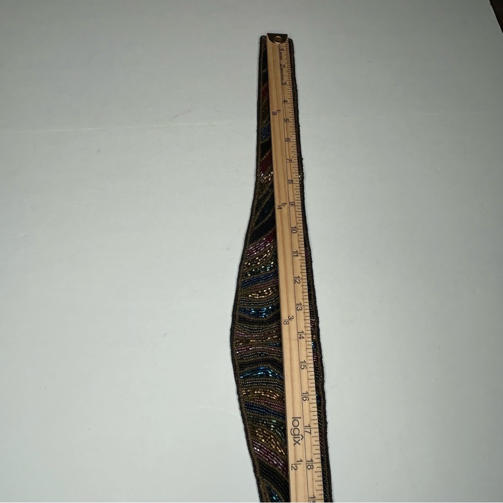 Vintage 80's Beaded Cumberbund Statement Belt Artsy Glamcore Fairy Witchy Goth - Picture 10 of 17